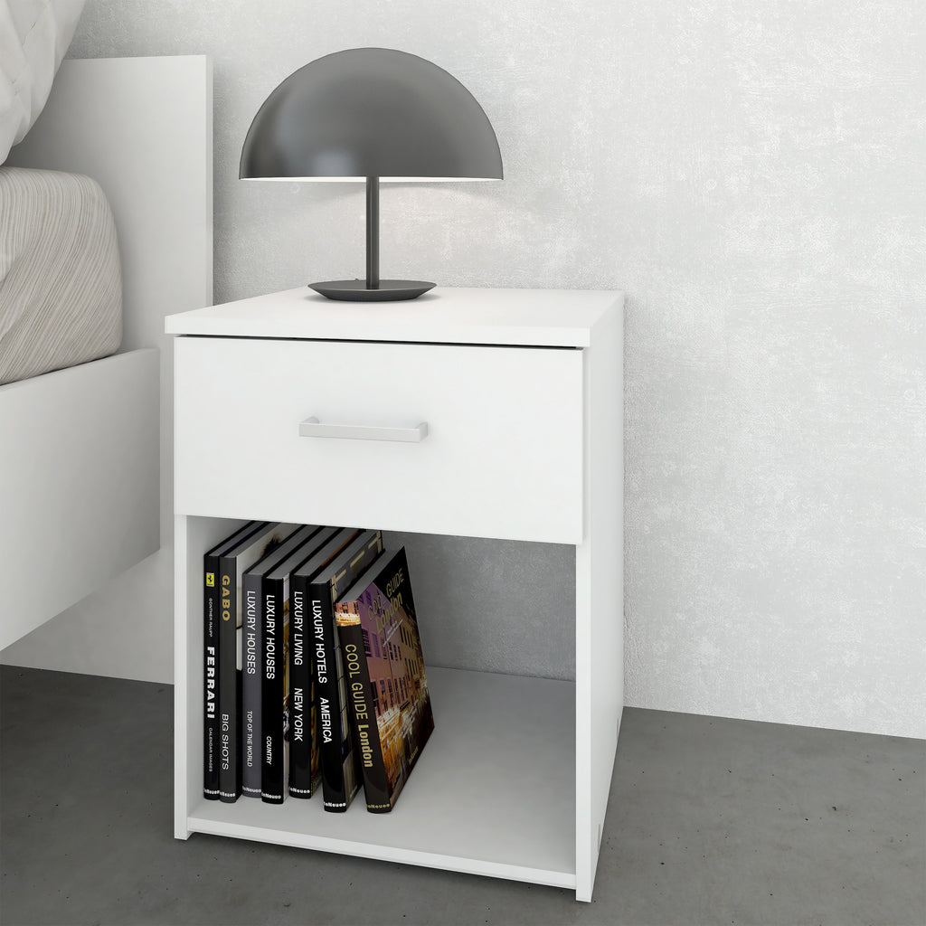 Jupiter Bedside 1 Drawer in White