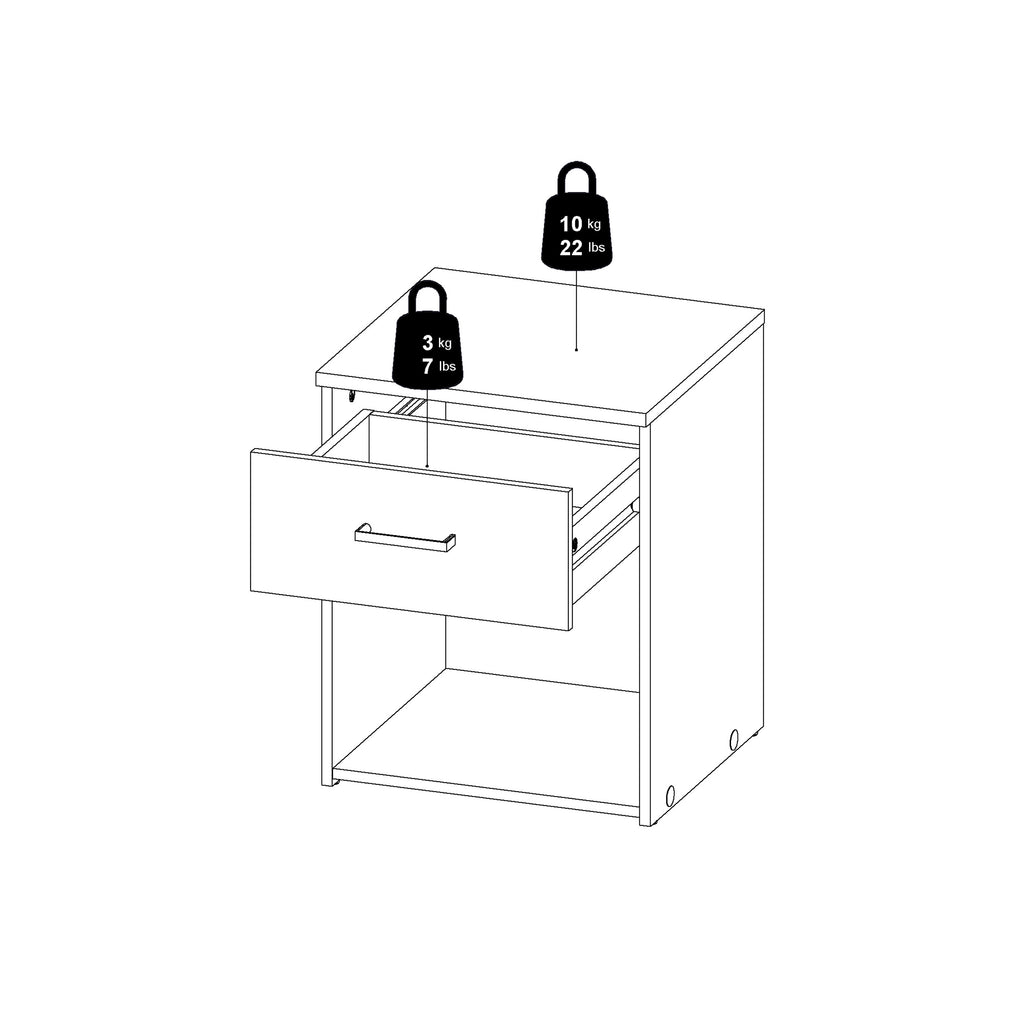 Jupiter Bedside 1 Drawer in Oak