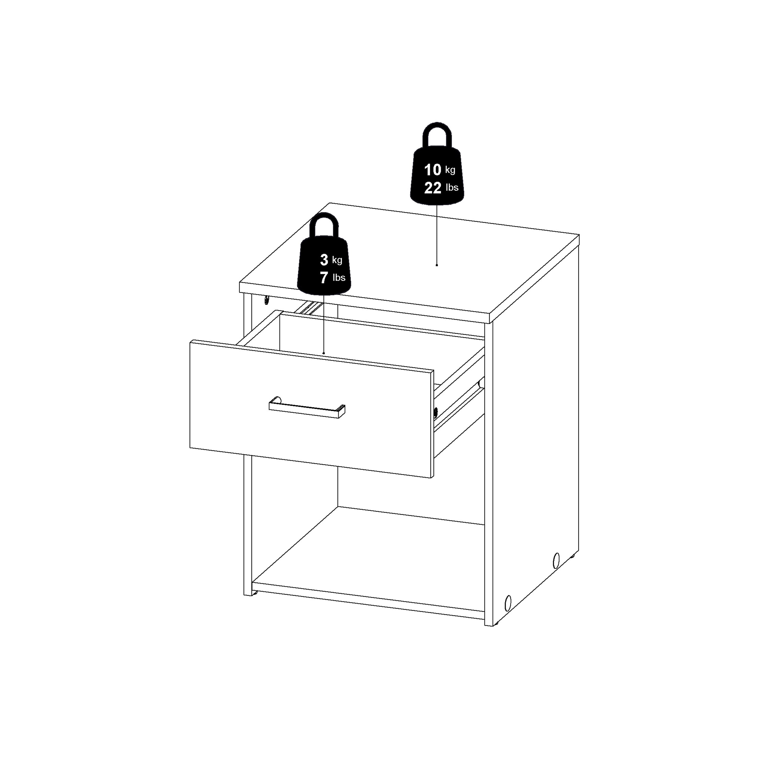 Jupiter Bedside 1 Drawer in Oak