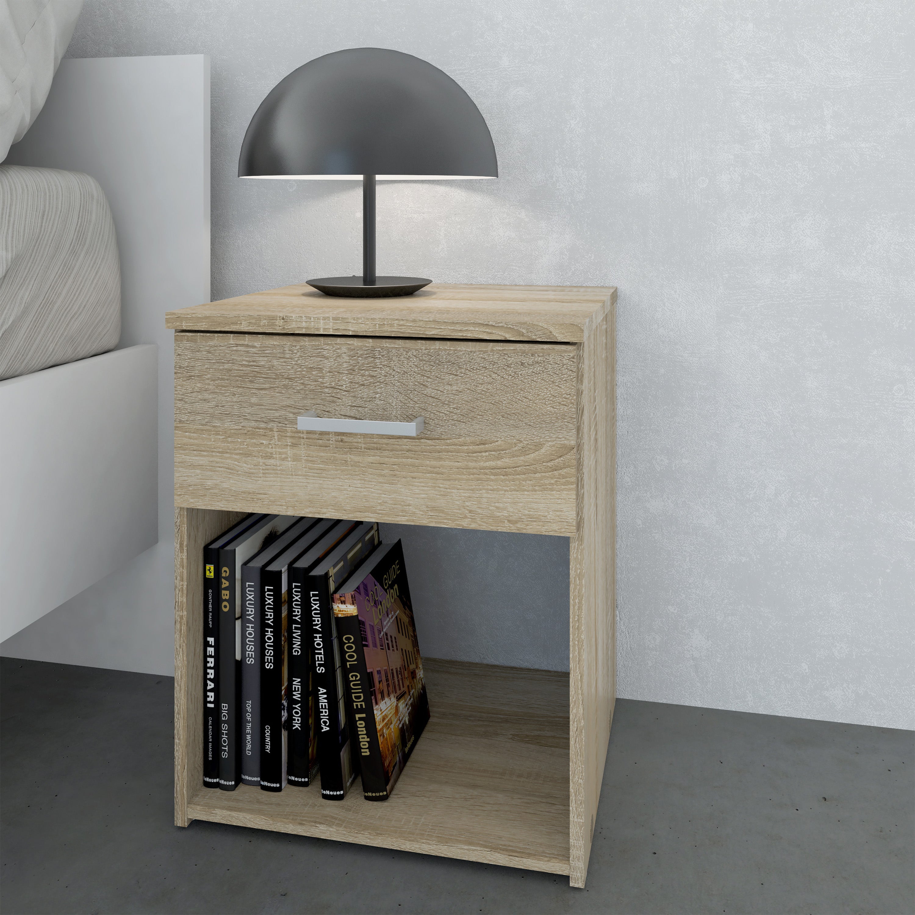 Jupiter Bedside 1 Drawer in Oak
