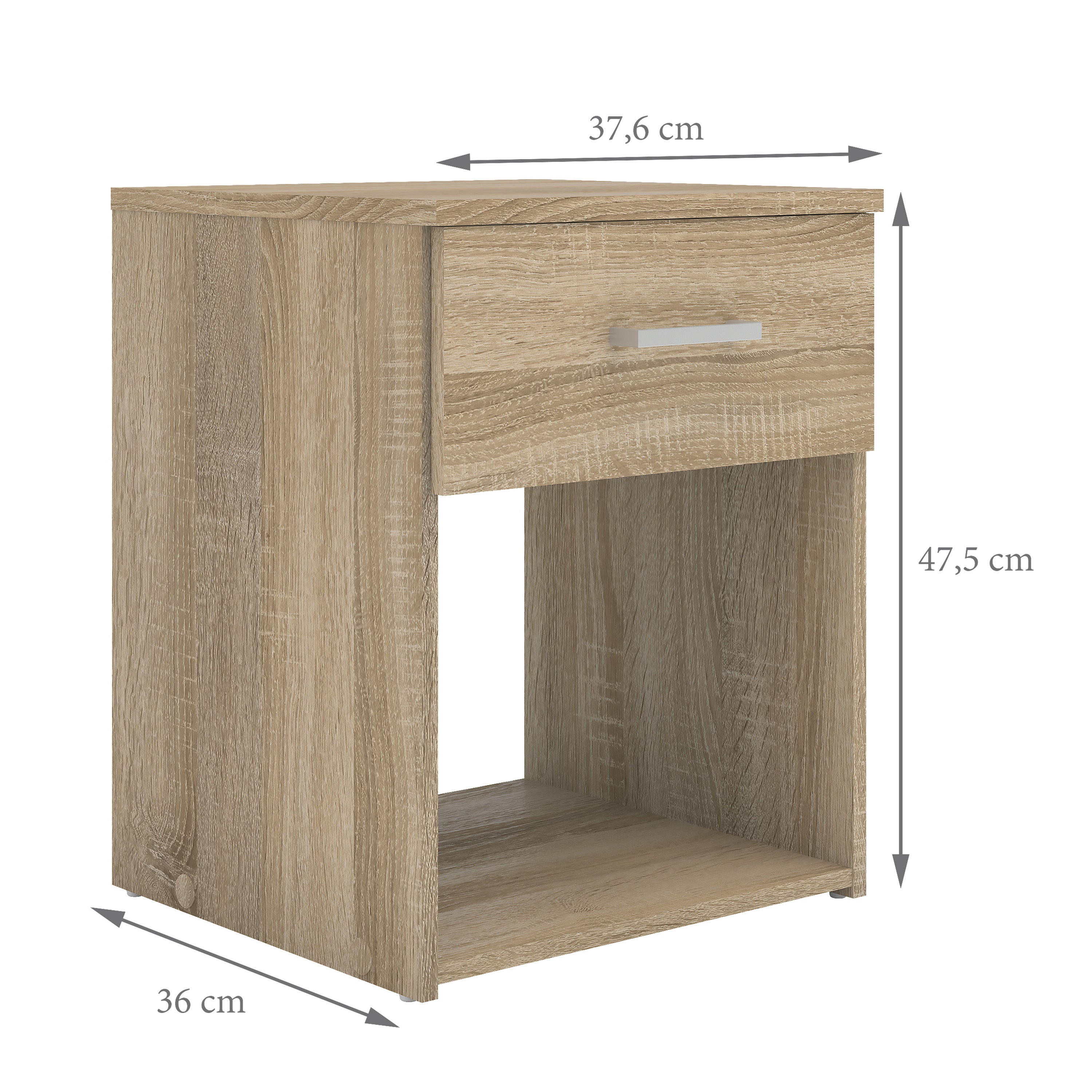 Jupiter Bedside 1 Drawer in Oak