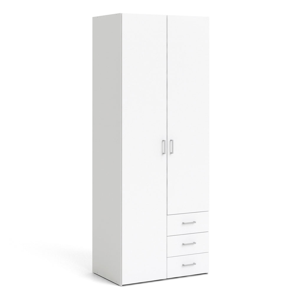 Jupiter Wardrobe 2 Doors 3 Drawers in White 2000