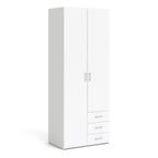 Jupiter Wardrobe 2 Doors 3 Drawers in White 2000