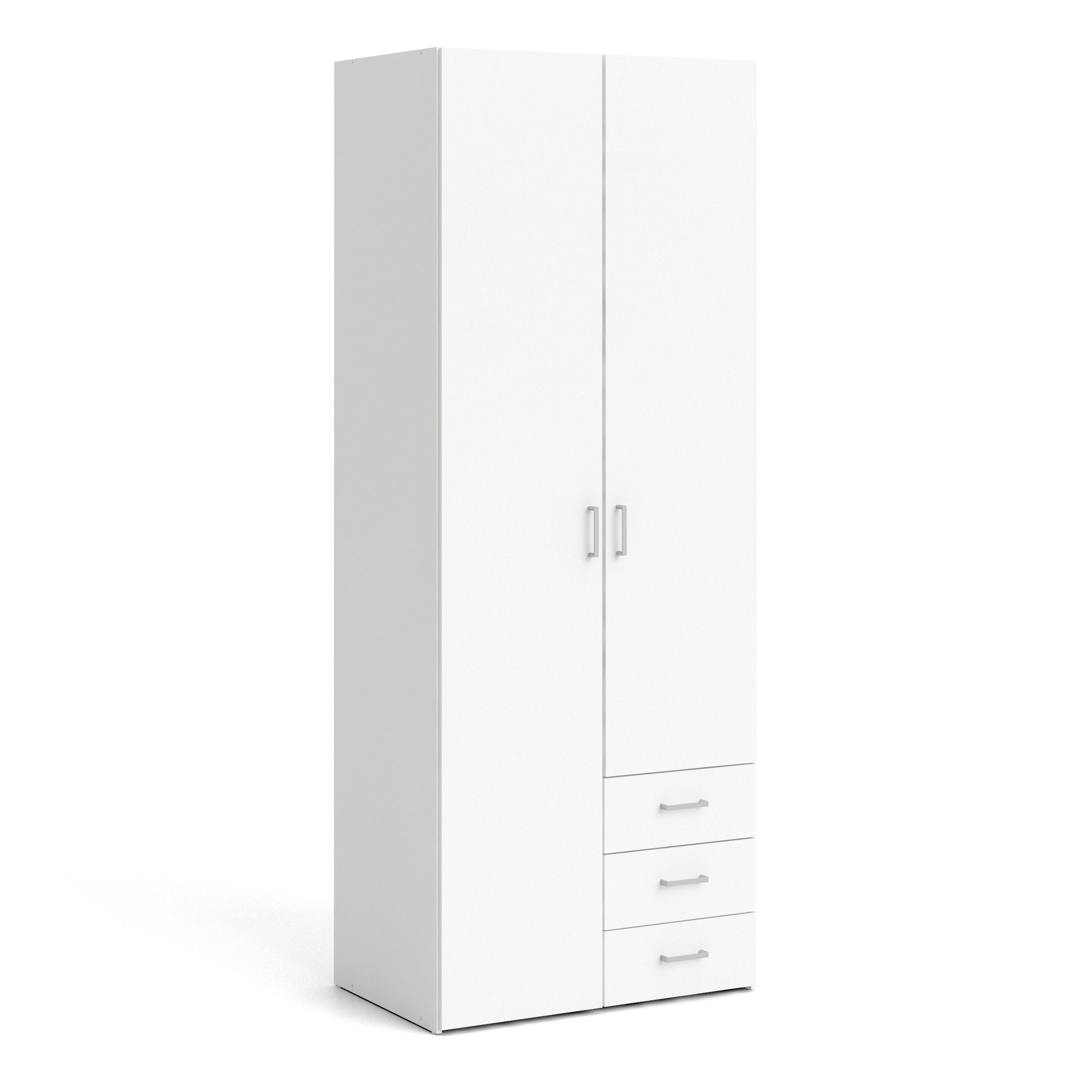 Jupiter Wardrobe 2 Doors 3 Drawers in White 2000