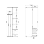 Jupiter Wardrobe 2 Doors 3 Drawers in White 2000