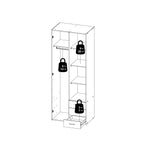 Jupiter Wardrobe 2 Doors 3 Drawers in White 2000