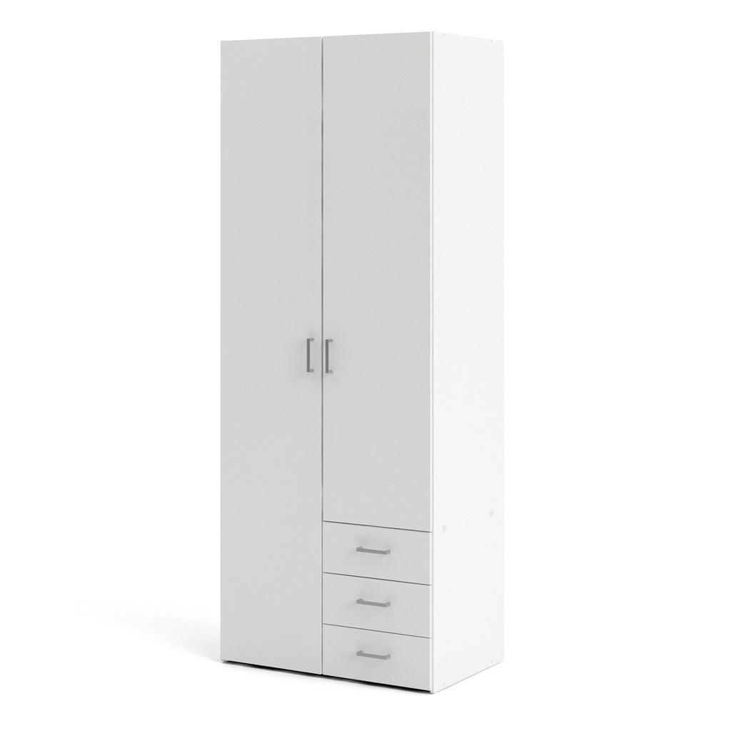 Jupiter Wardrobe 2 Doors 3 Drawers in White 2000