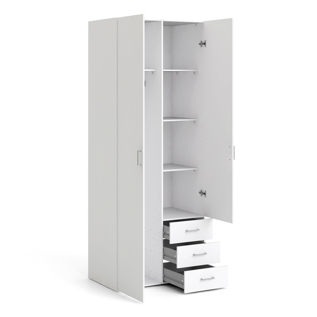 Jupiter Wardrobe 2 Doors 3 Drawers in White 2000