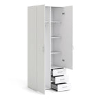 Jupiter Wardrobe 2 Doors 3 Drawers in White 2000