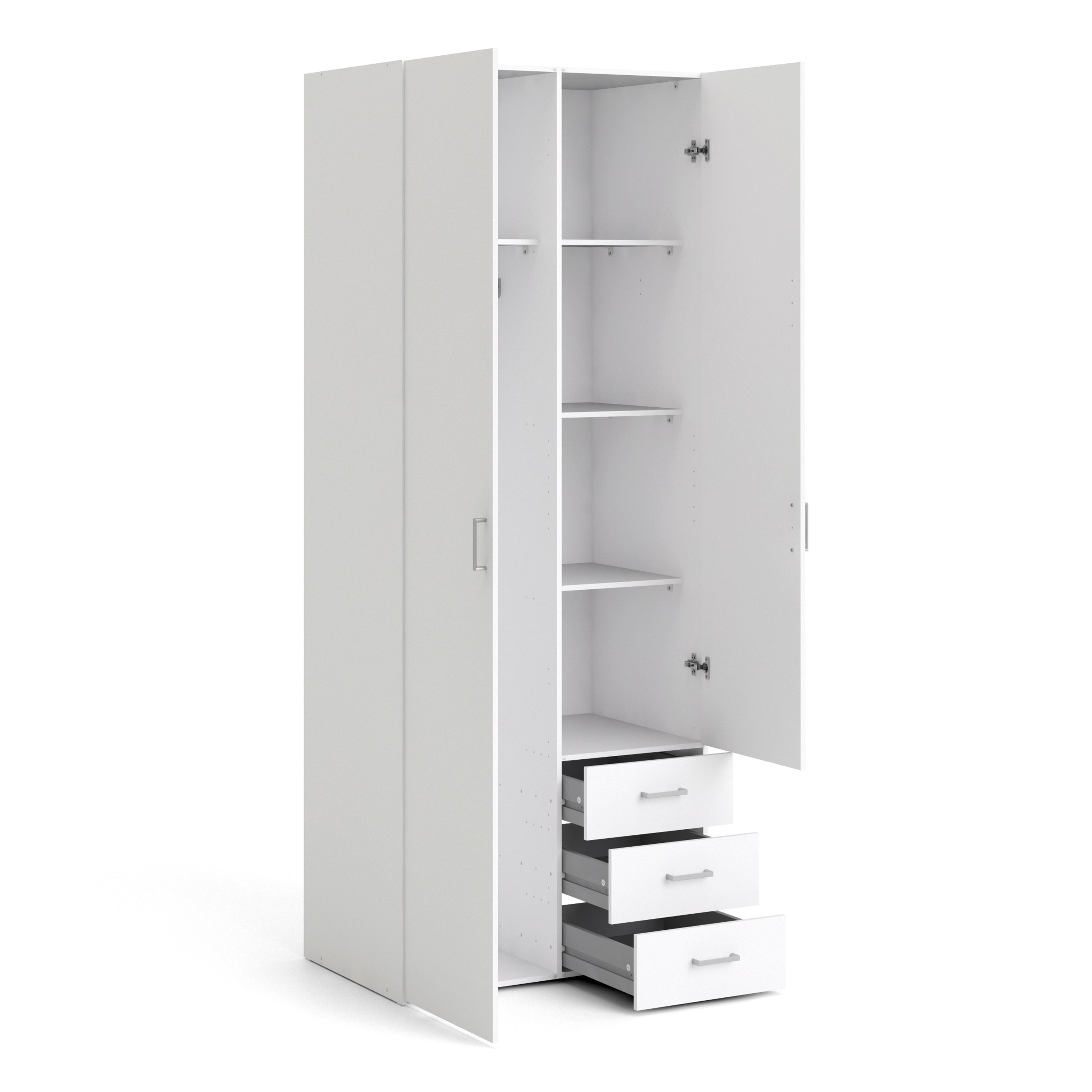 Jupiter Wardrobe 2 Doors 3 Drawers in White 2000