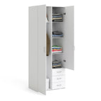 Jupiter Wardrobe 2 Doors 3 Drawers in White 2000