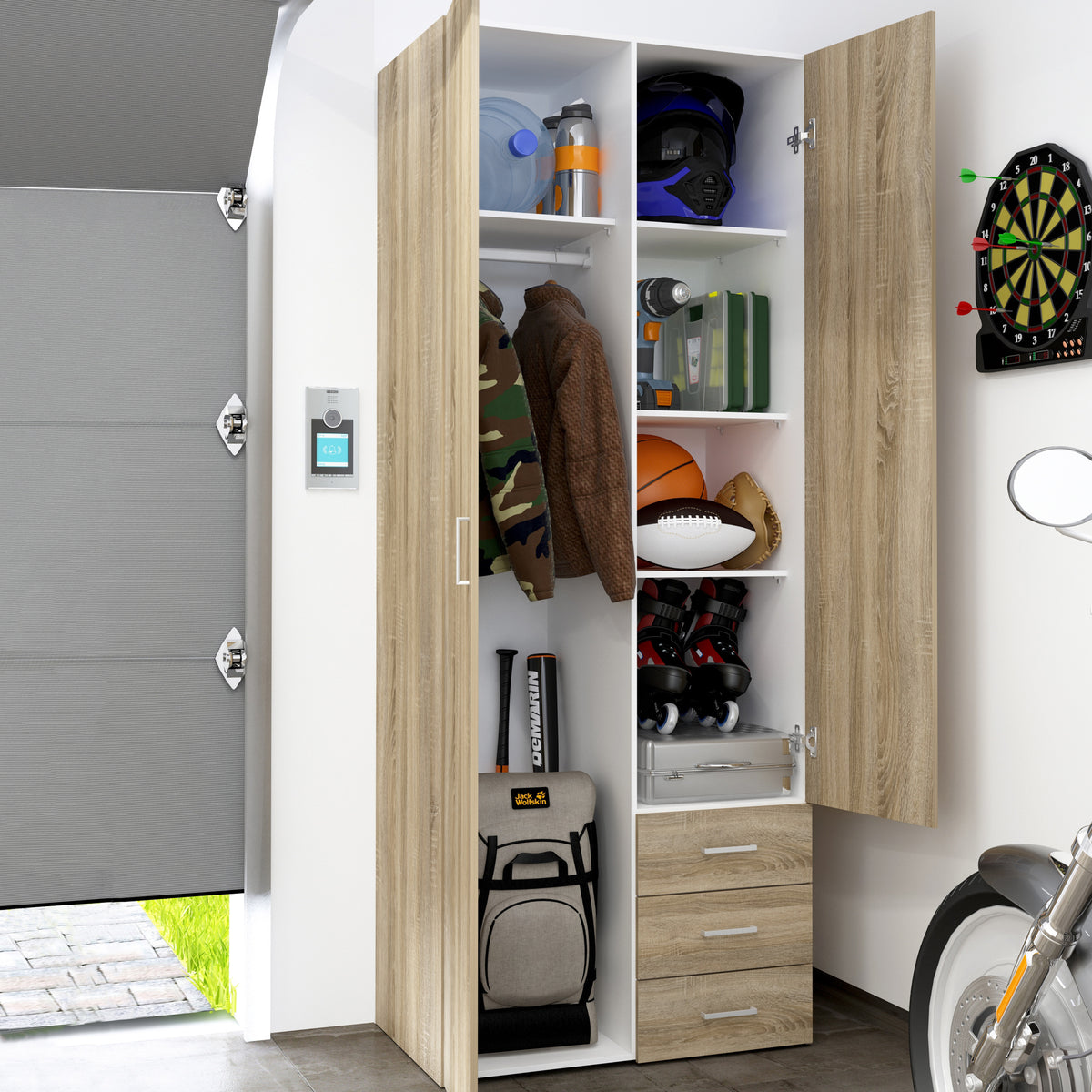 Jupiter Wardrobe 2 Doors 3 Drawers in Oak 2000