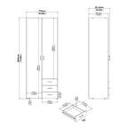 Jupiter Wardrobe 2 Doors 3 Drawers in Oak 2000