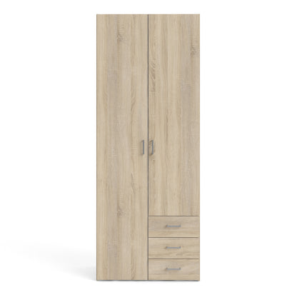Jupiter Wardrobe 2 Doors 3 Drawers in Oak 2000