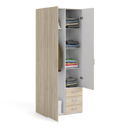Jupiter Wardrobe 2 Doors 3 Drawers in Oak 2000