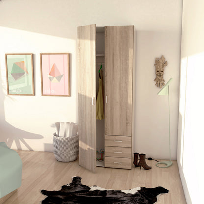 Jupiter Wardrobe 2 Doors 3 Drawers in Oak 2000