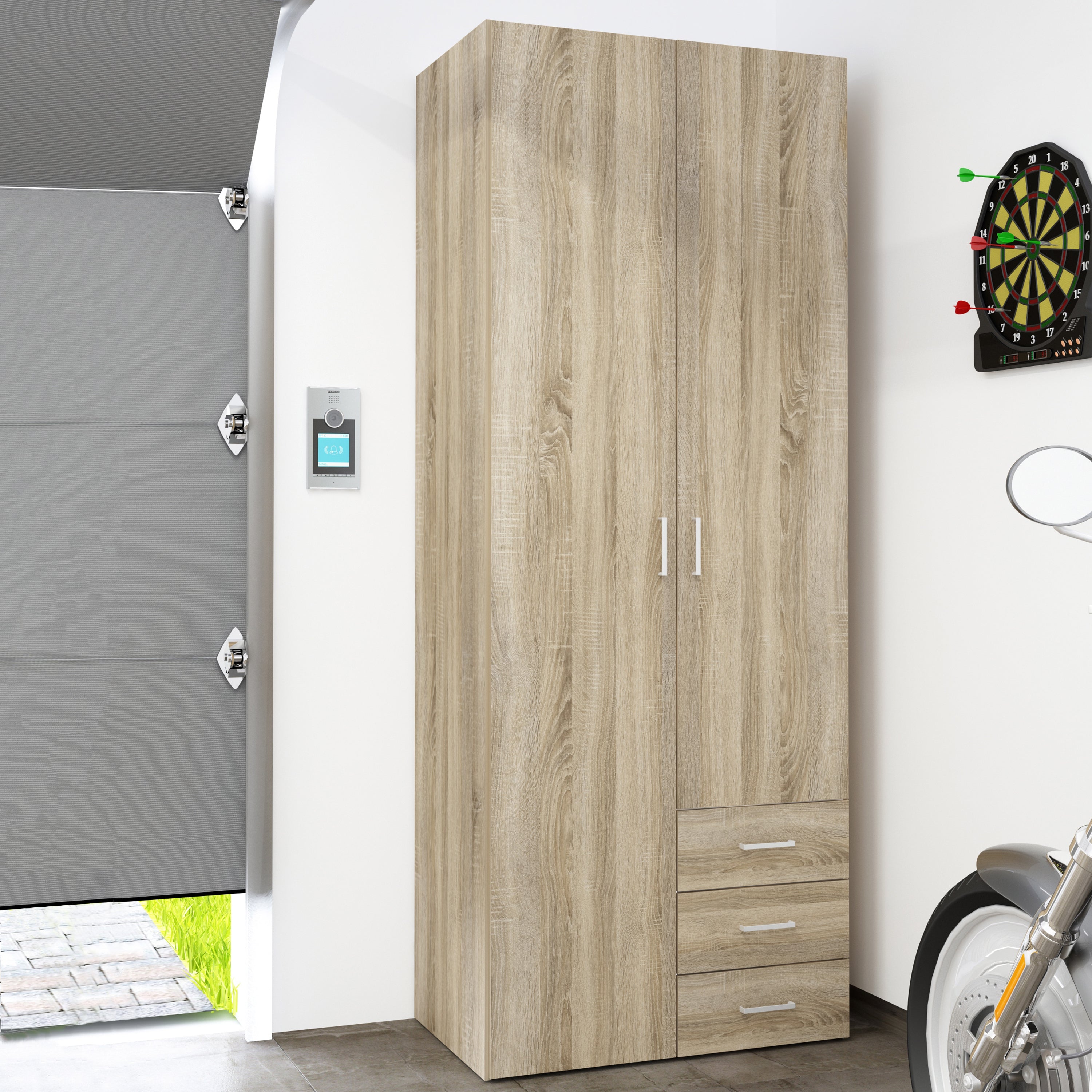 Jupiter Wardrobe 2 Doors 3 Drawers in Oak 2000