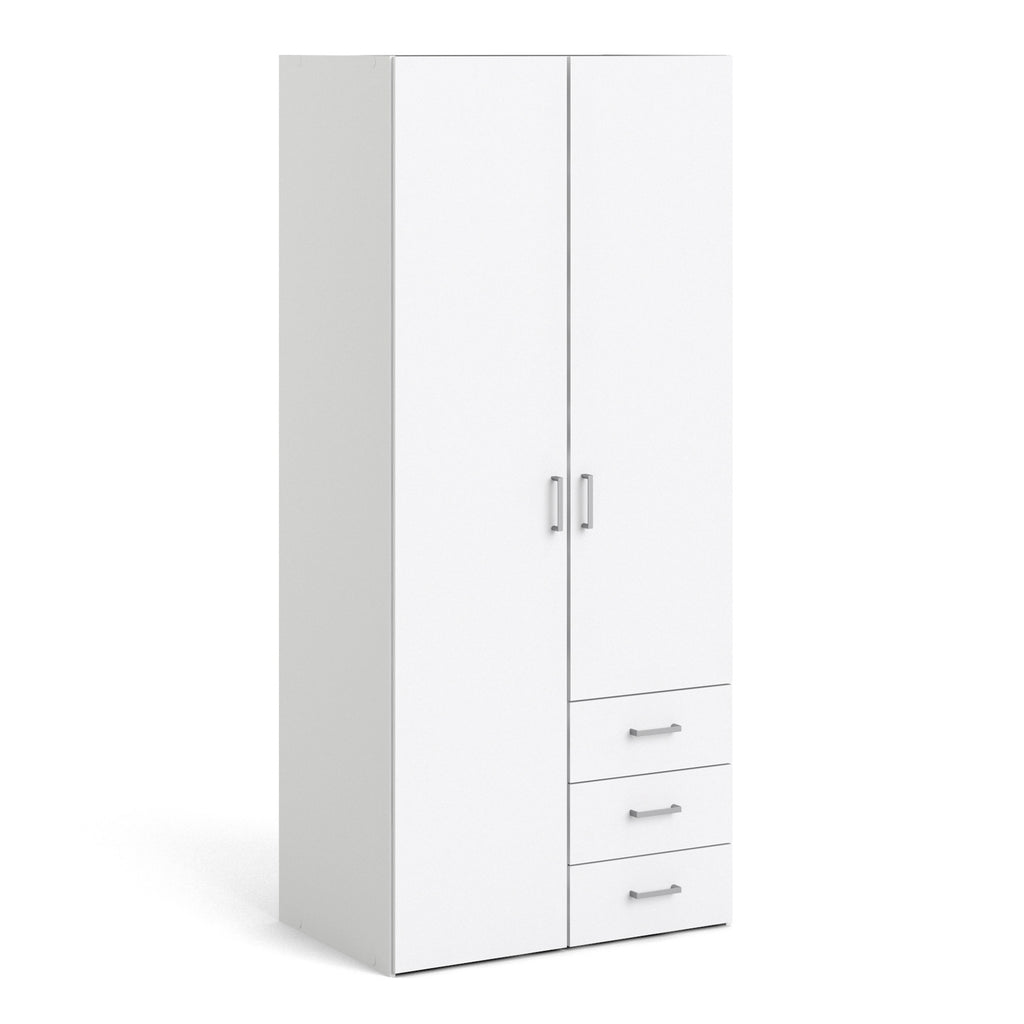 Jupiter Wardrobe 2 Doors 3 Drawers White 1750