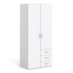 Jupiter Wardrobe 2 Doors 3 Drawers White 1750