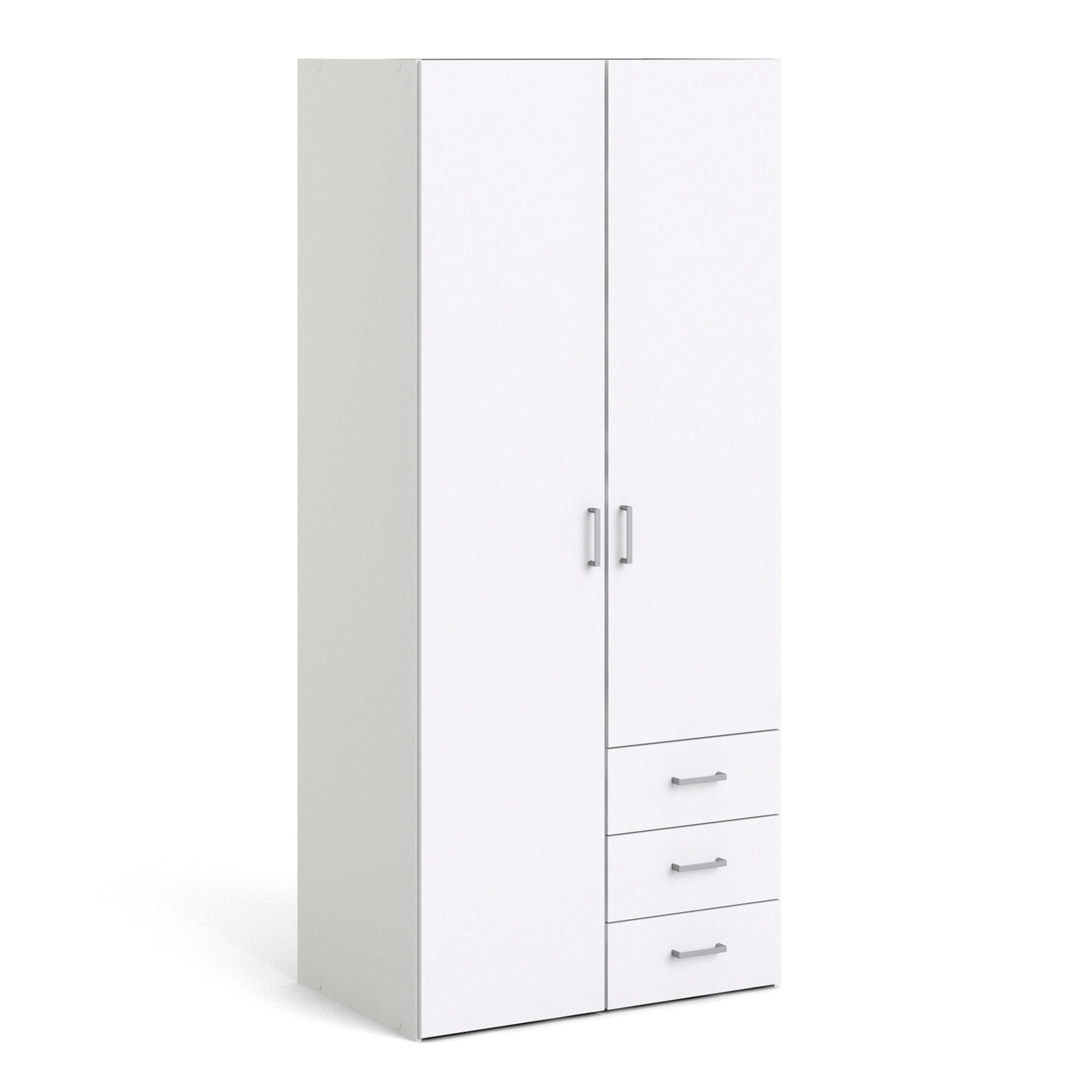 Jupiter Wardrobe 2 Doors 3 Drawers White 1750