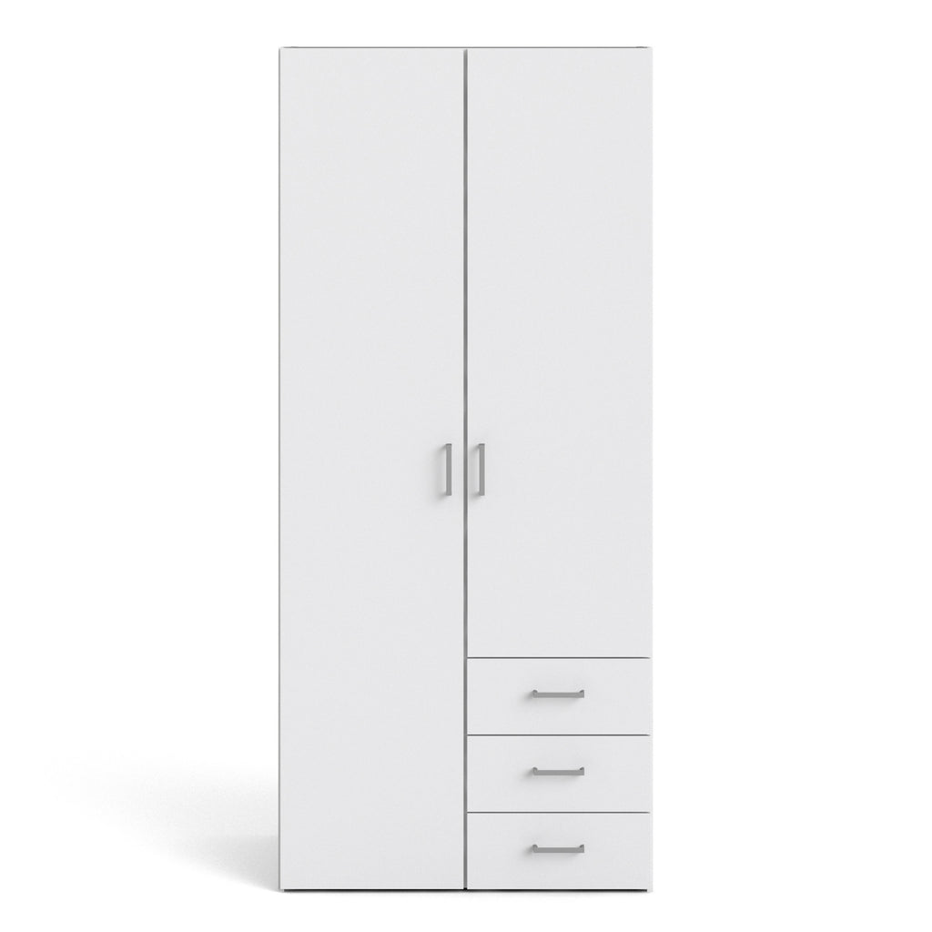 Jupiter Wardrobe 2 Doors 3 Drawers White 1750