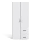 Jupiter Wardrobe 2 Doors 3 Drawers White 1750