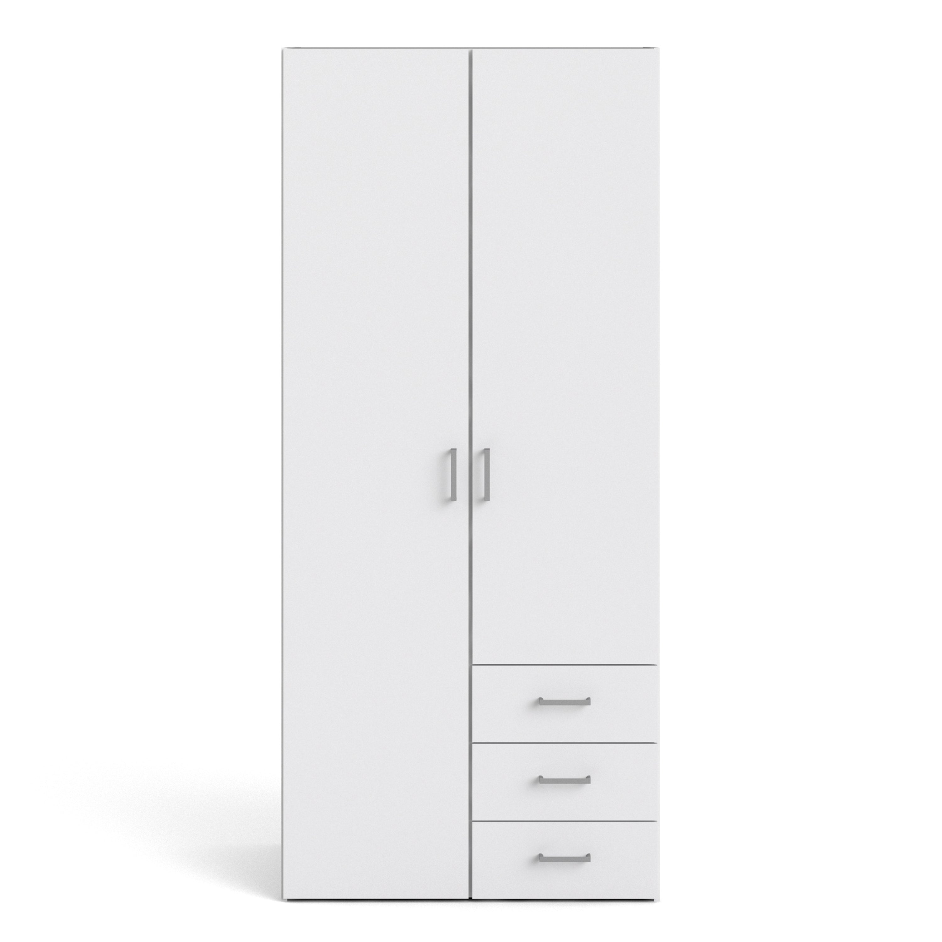 Jupiter Wardrobe 2 Doors 3 Drawers White 1750