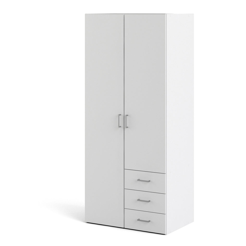 Jupiter Wardrobe 2 Doors 3 Drawers White 1750