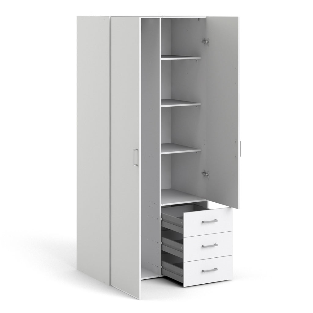 Jupiter Wardrobe 2 Doors 3 Drawers White 1750