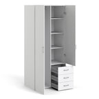 Jupiter Wardrobe 2 Doors 3 Drawers White 1750