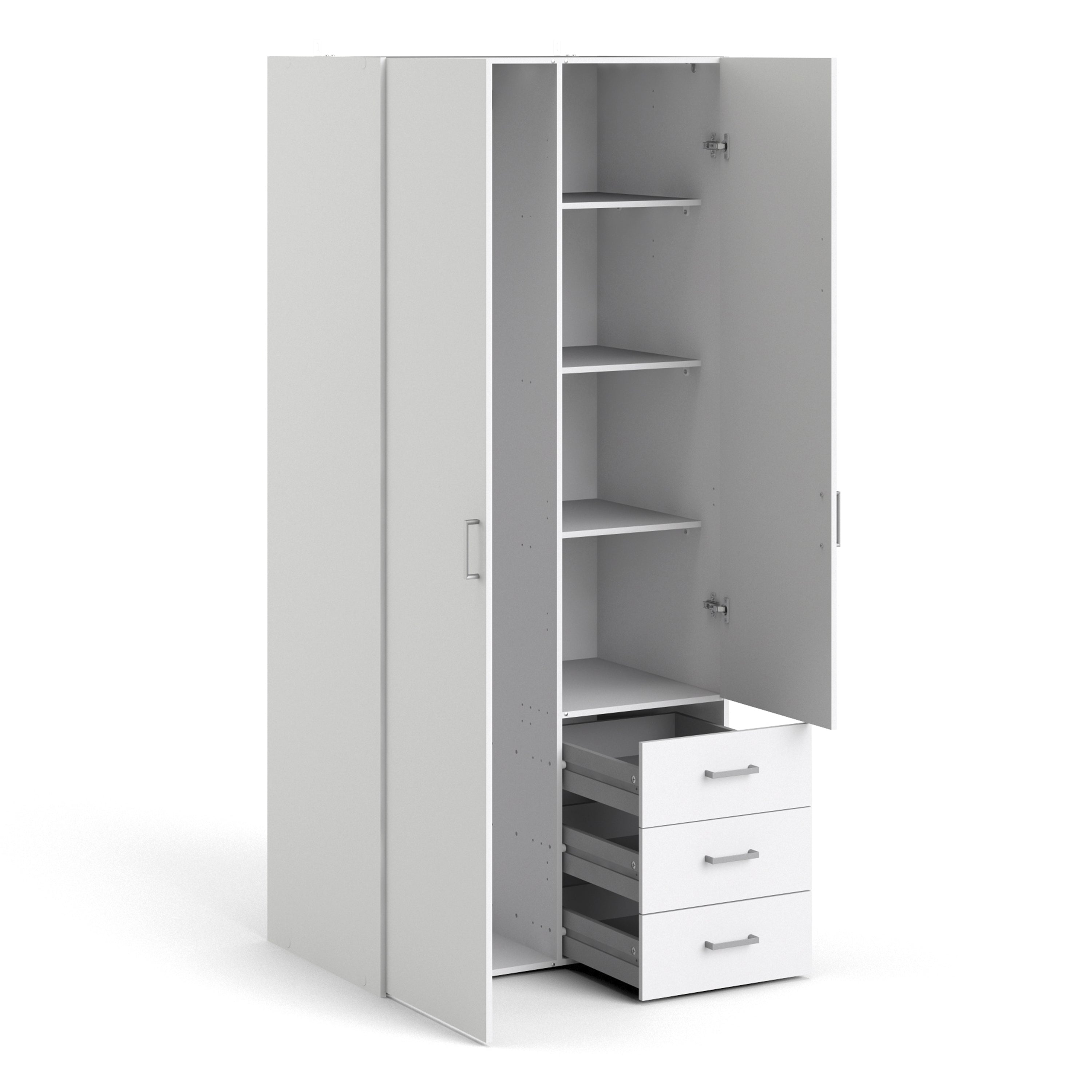 Jupiter Wardrobe 2 Doors 3 Drawers White 1750