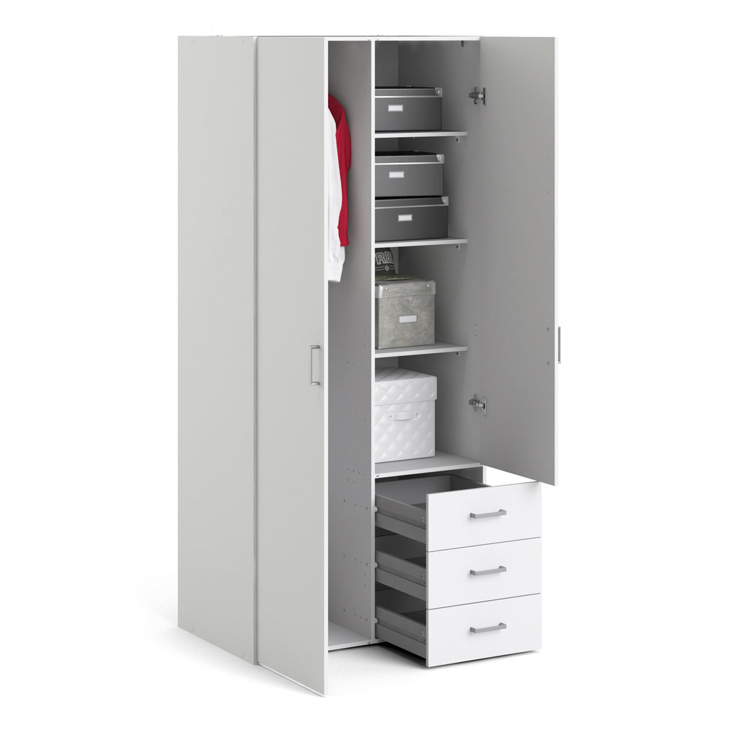 Jupiter Wardrobe 2 Doors 3 Drawers White 1750
