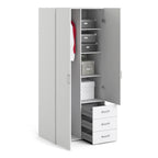 Jupiter Wardrobe 2 Doors 3 Drawers White 1750