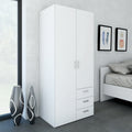 Jupiter Wardrobe 2 Doors 3 Drawers White 1750