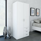 Jupiter Wardrobe 2 Doors 3 Drawers White 1750