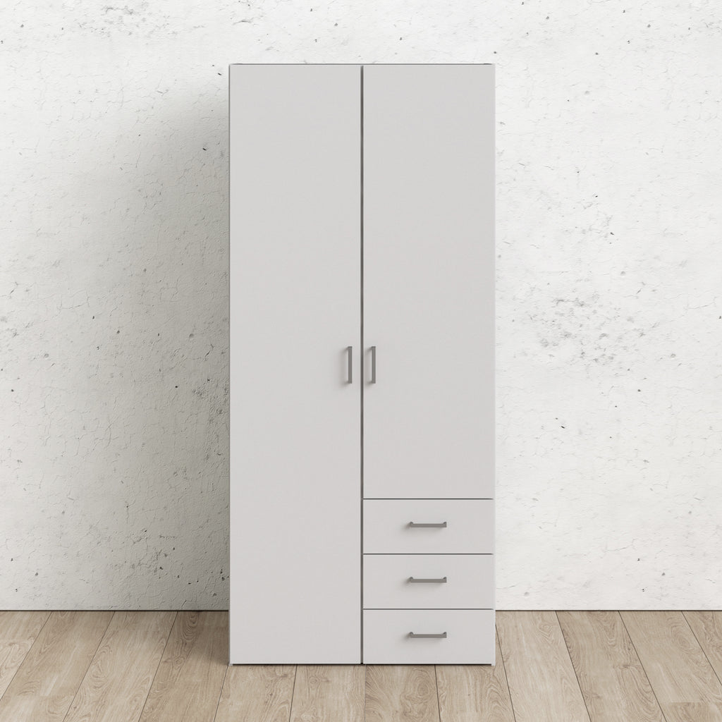 Jupiter Wardrobe 2 Doors 3 Drawers White 1750