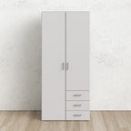 Jupiter Wardrobe 2 Doors 3 Drawers White 1750