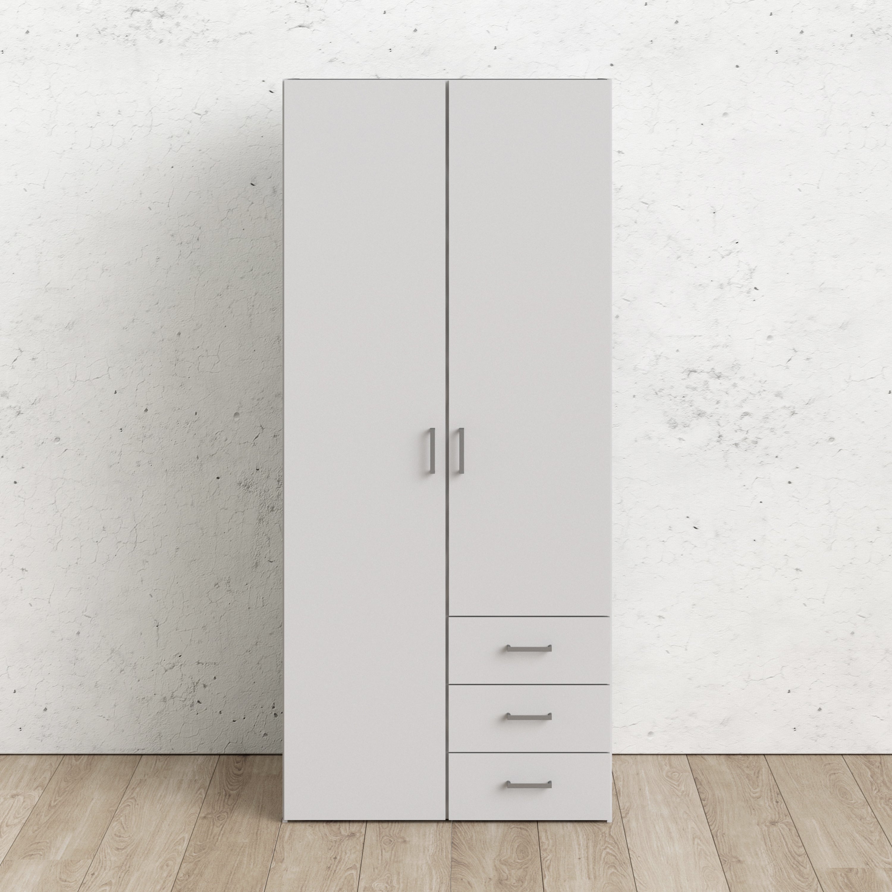 Jupiter Wardrobe 2 Doors 3 Drawers White 1750