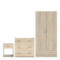 Jupiter Bedroom Set - Bedside 1 Drawer + Chest of 3 Drawers + Wardrobe with 2 Doors + 1 Drawer in Oak