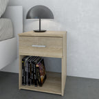 Jupiter Bedroom Set - Bedside 1 Drawer + Chest of 3 Drawers + Wardrobe with 2 Doors + 1 Drawer in Oak