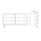 Martha Chest of 6 Drawers (3+3) in Jackson Hickory Oak