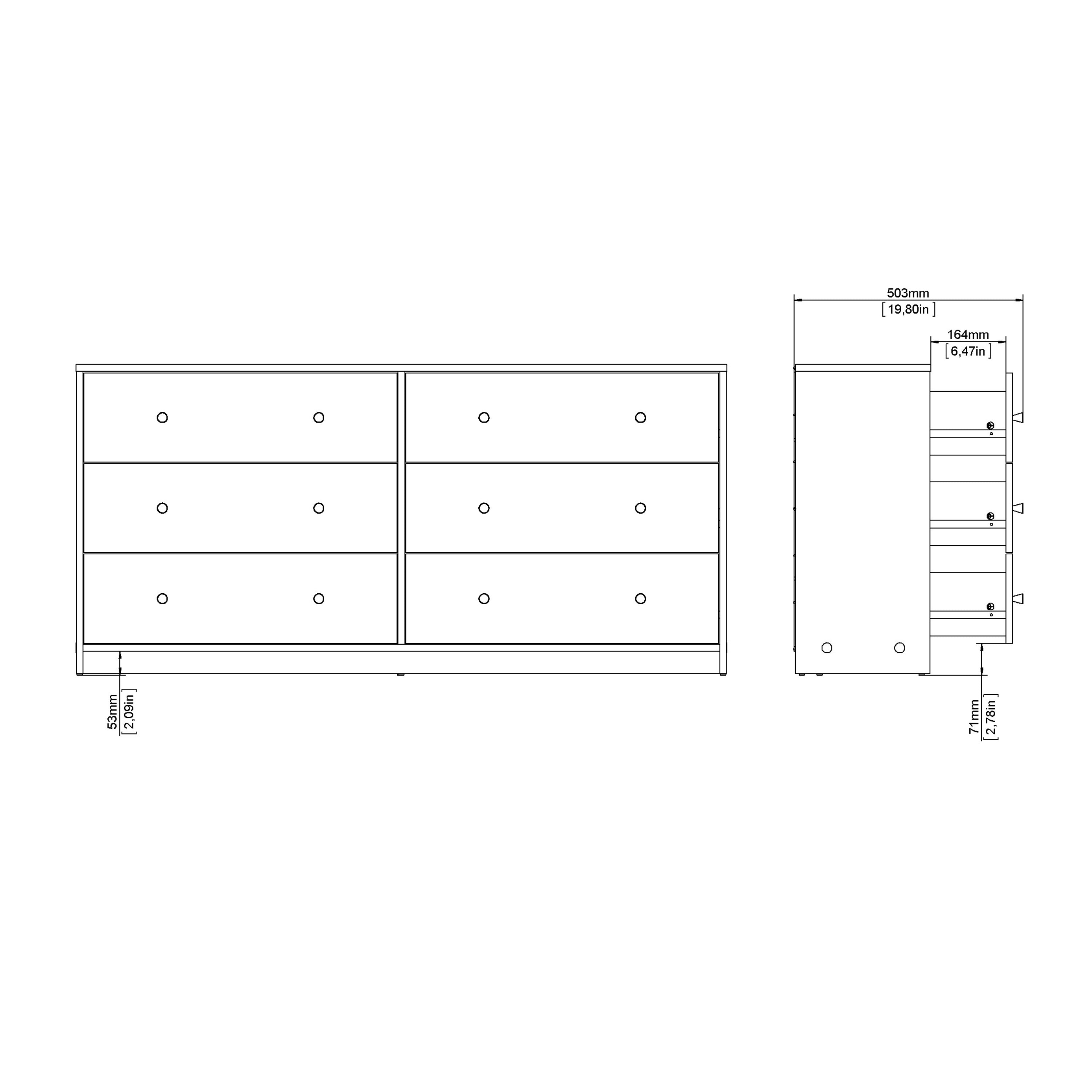 Martha Chest of 6 Drawers (3+3) in Jackson Hickory Oak