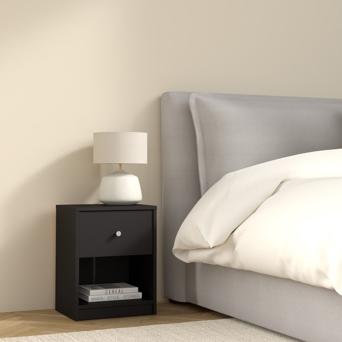 Martha Bedside 1 Drawer in Black