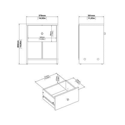 Martha Bedside 1 Drawer in Jackson Hickory Oak