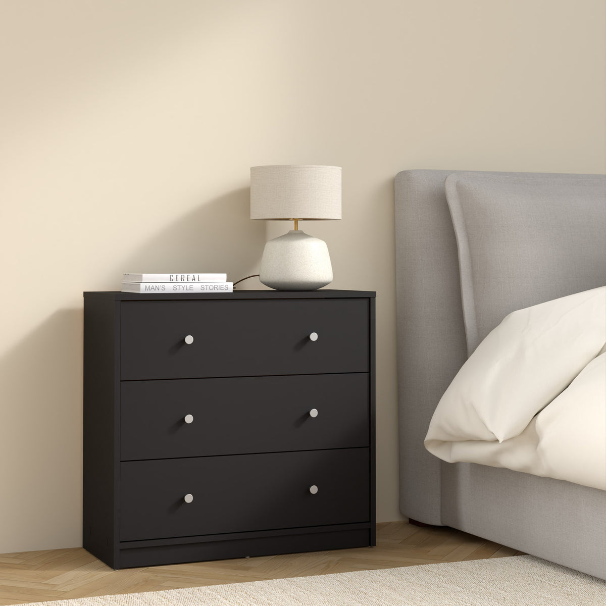 Martha Chest of 3 Drawers in Black