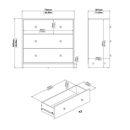 Martha Chest of 3 Drawers in Jackson Hickory Oak