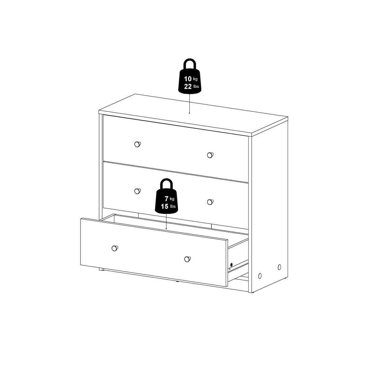Martha Chest of 3 Drawers in Jackson Hickory Oak