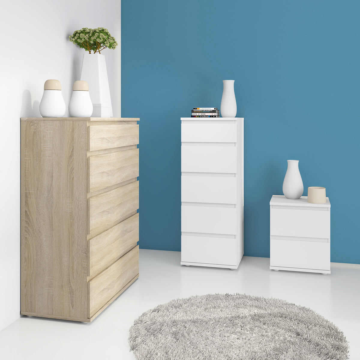 North Bedside 2 Drawer in White