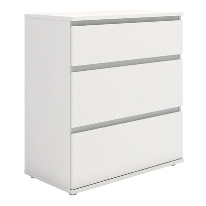 North Chest of 3 Drawers in White
