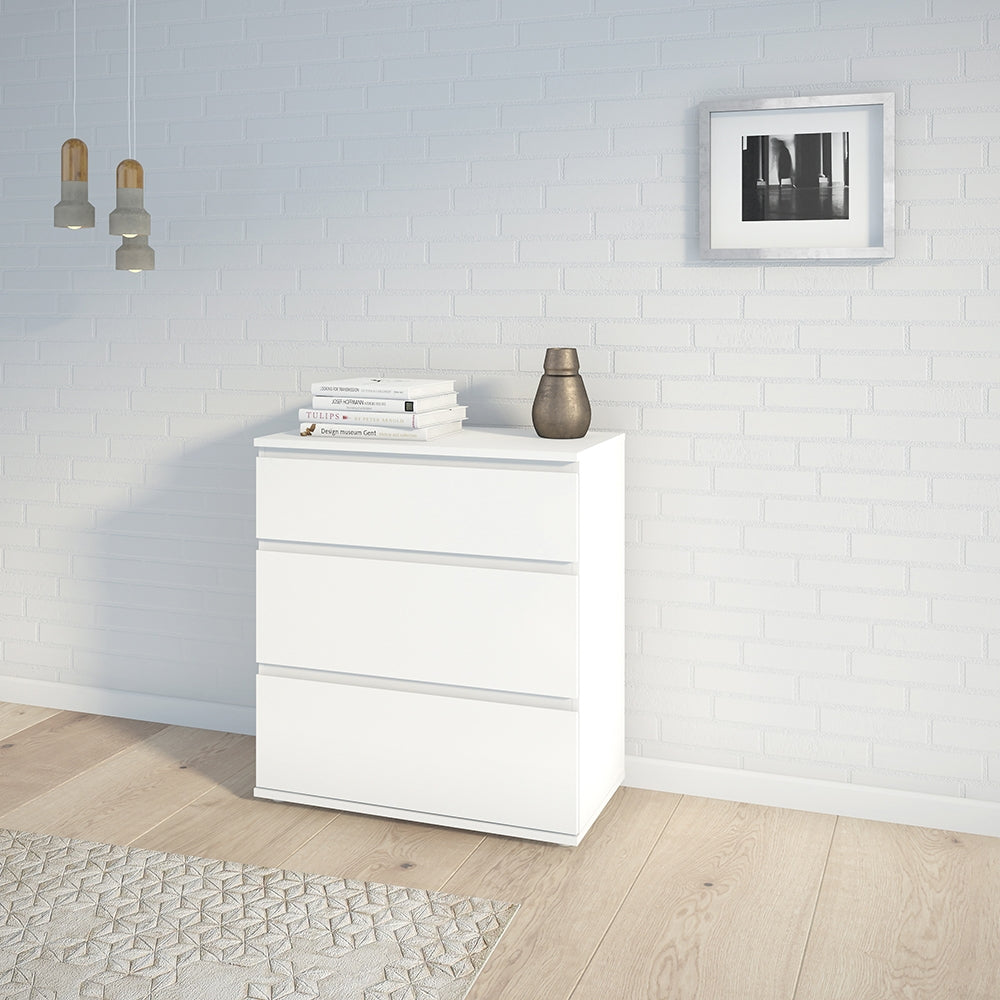 North Chest of 3 Drawers in White